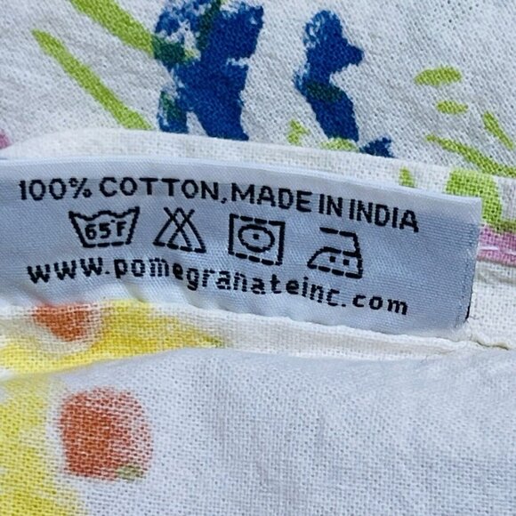 Pomegranate Inc Hand Blocks Tablecloth and 4 Napkins Floral Cotton 58 X 88 Inch - Picture 5 of 8